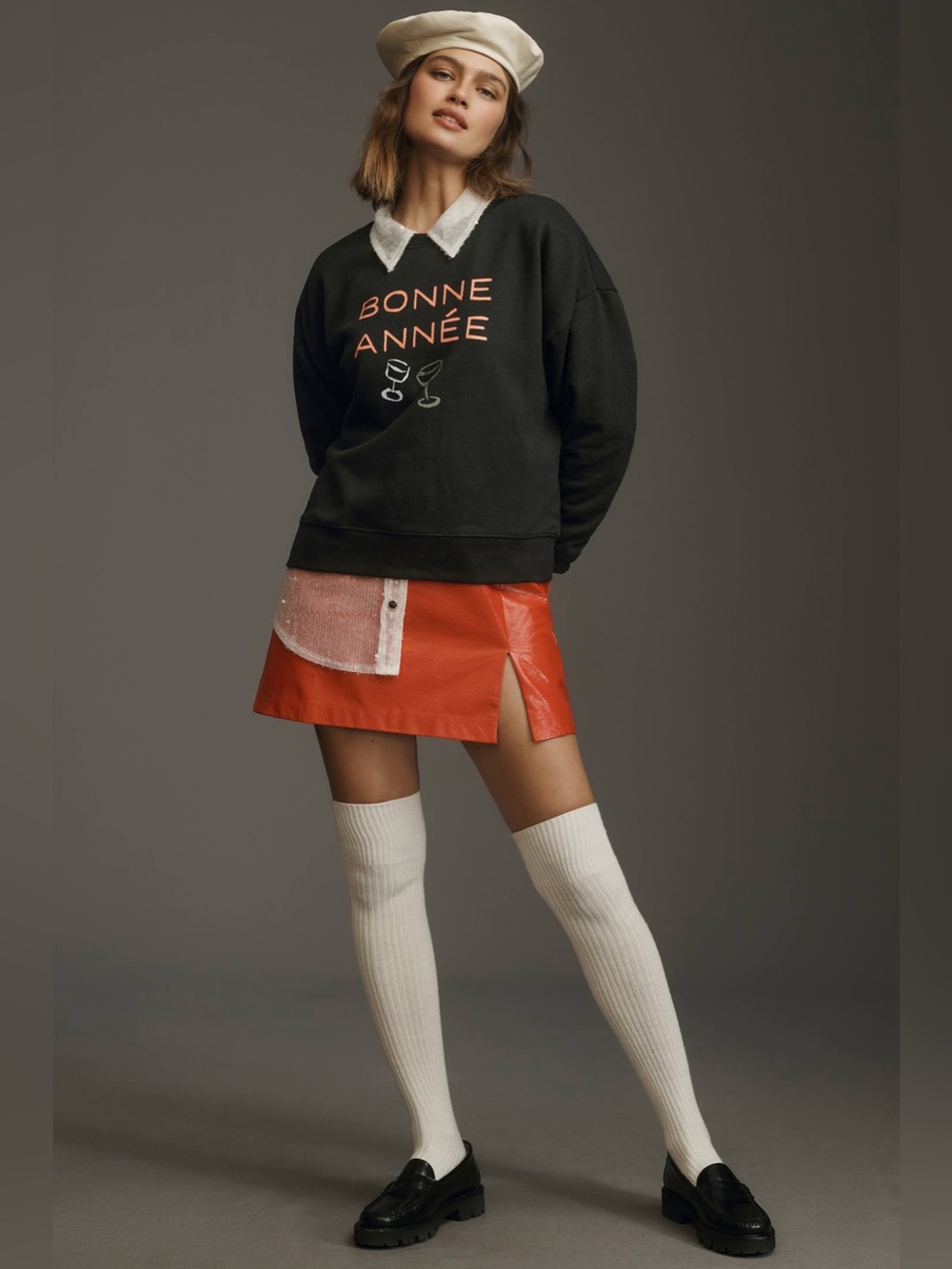 Anthropologie Meave Phthalo Ruth Bonne Année Varsity Crew Pullover Sz S